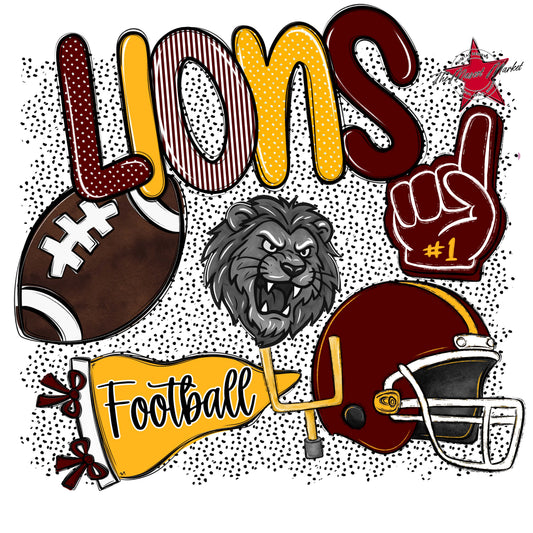 Lions Football Spirit-Maroon & Yellow