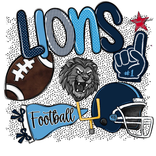 Lions Football Spirit-Navy & Carolina Blue