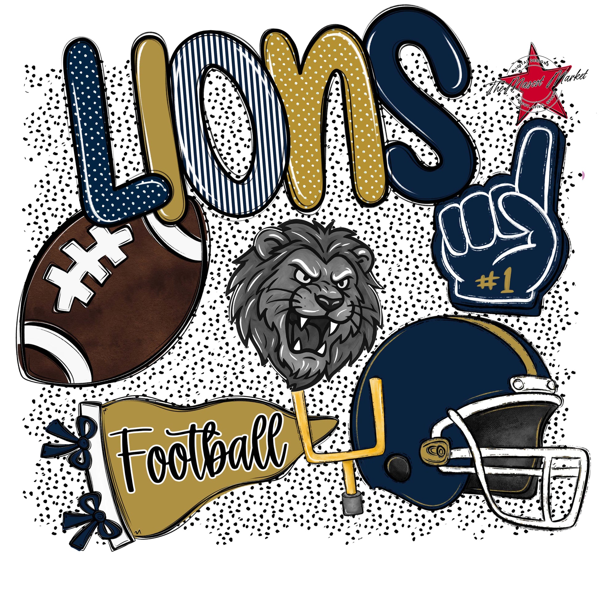 Lions Football Spirit-Navy & Gold
