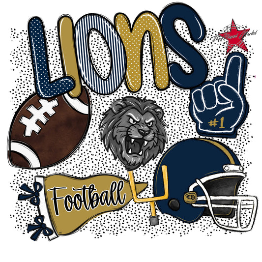 Lions Football Spirit-Navy & Gold