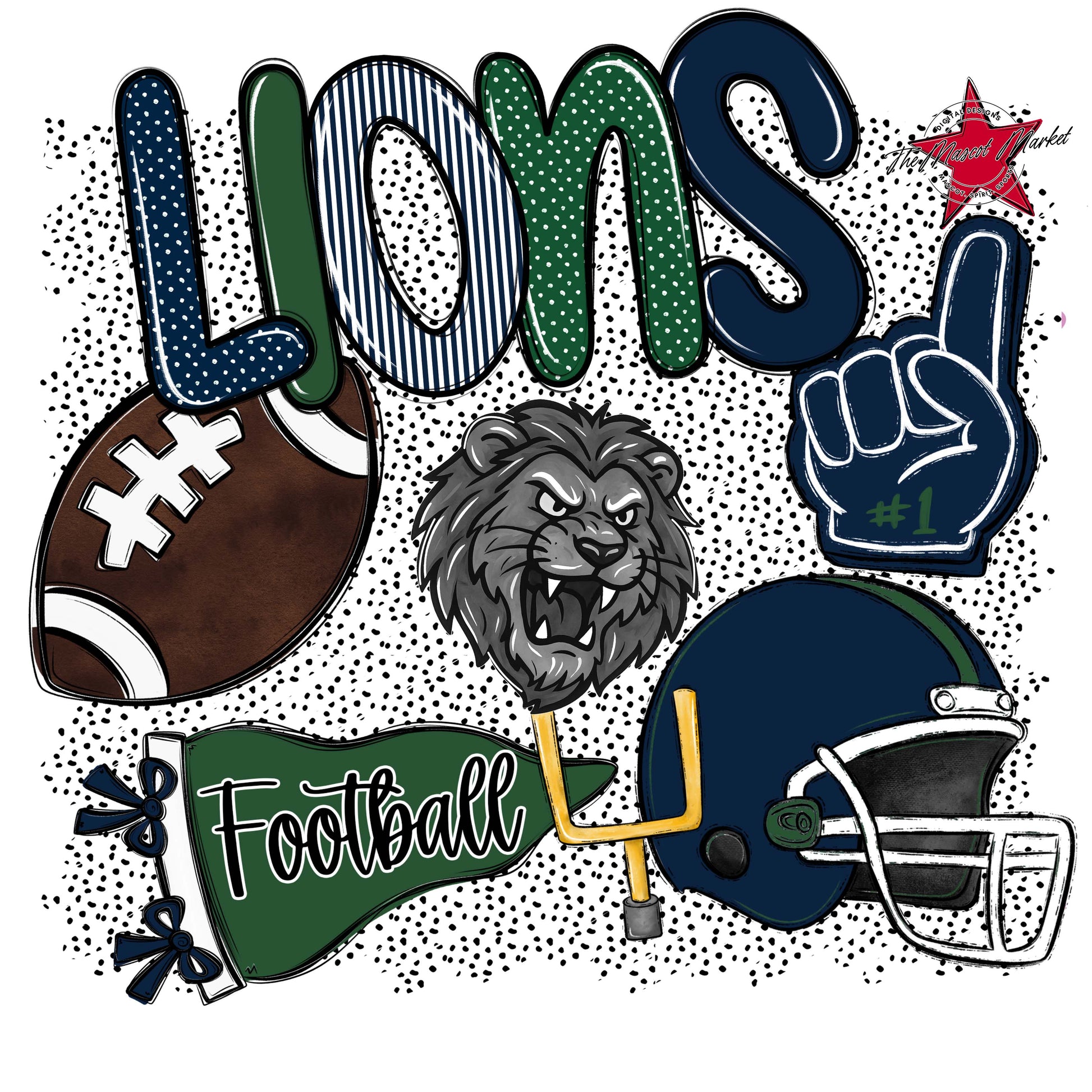 Lions Football Spirit-Navy & Green