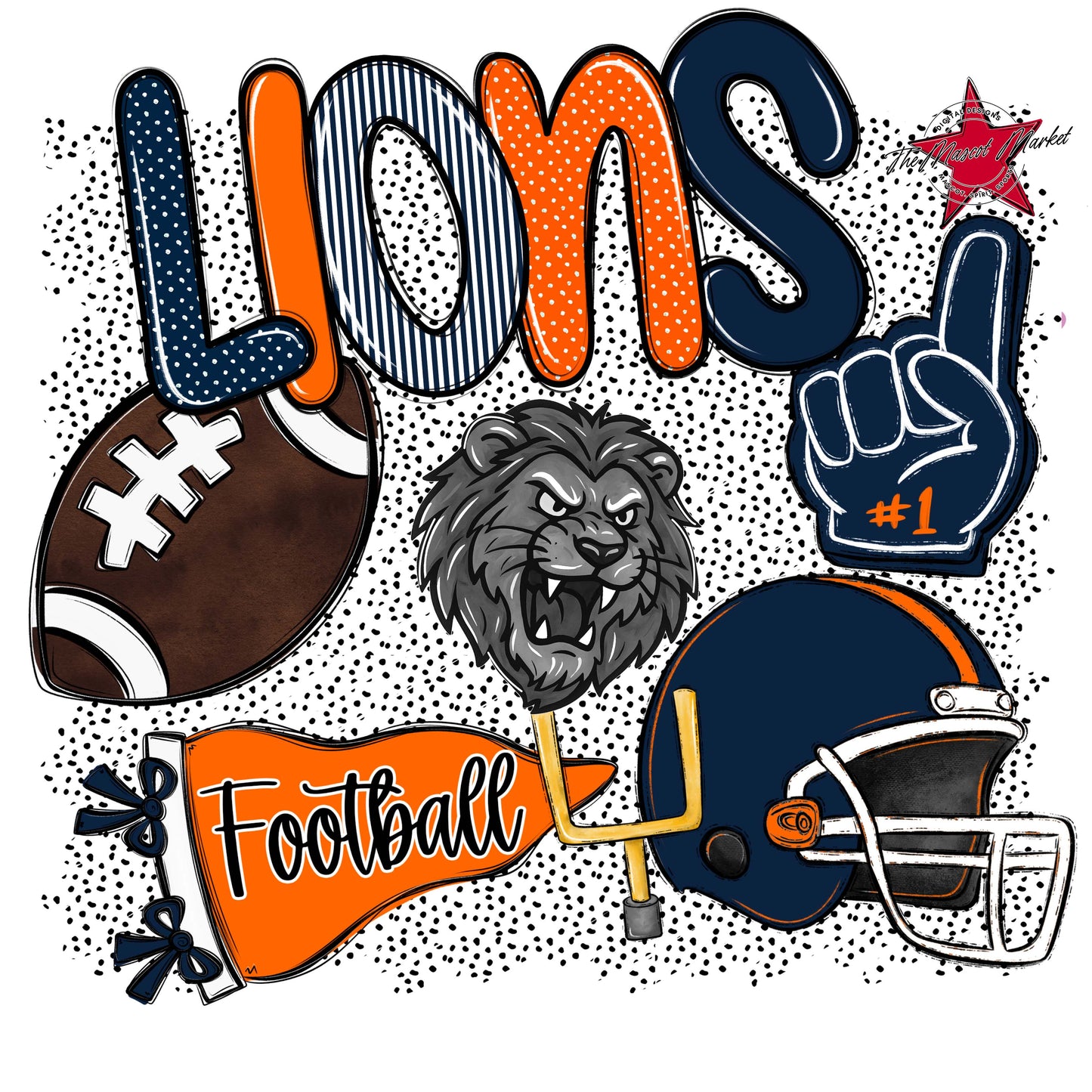Lions Football Spirit-Navy & Orange