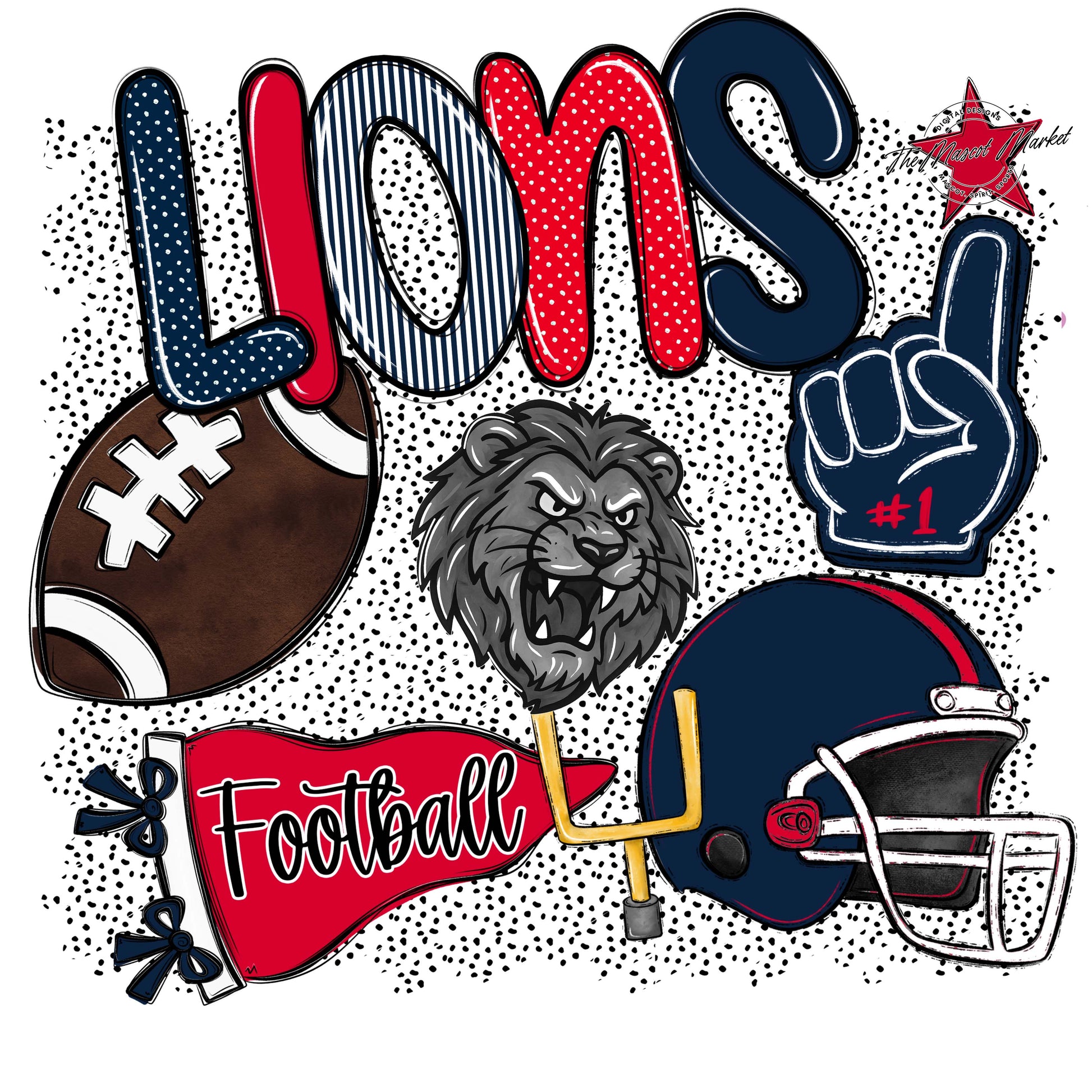 Lions Football Spirit-Navy & Red