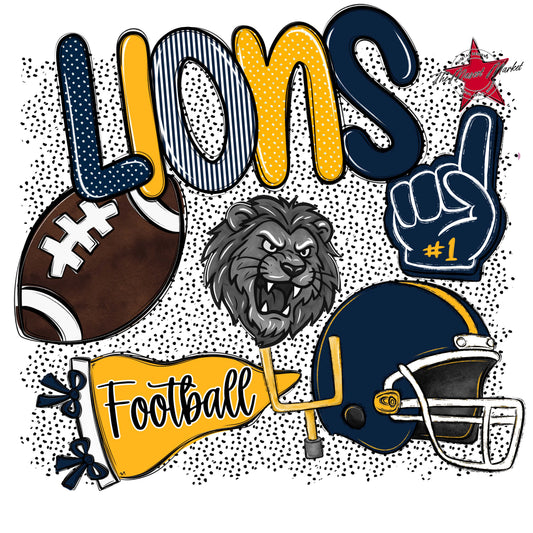 Lions Football Spirit-Navy & Yellow