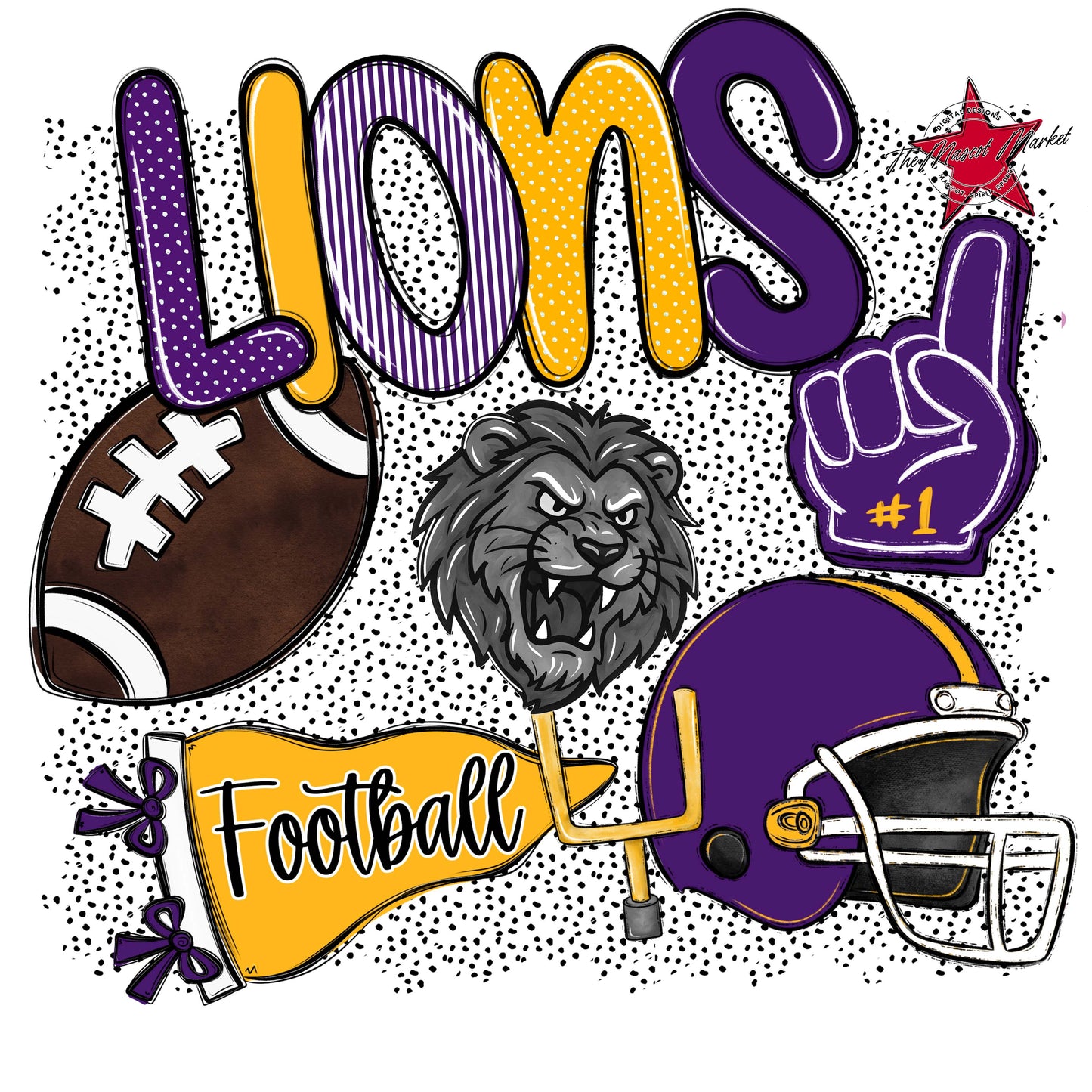 Lions Football Spirit-Purple & Yellow