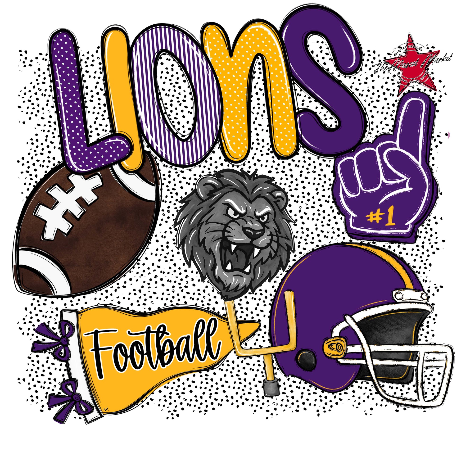 Lions Football Spirit-Purple & Yellow