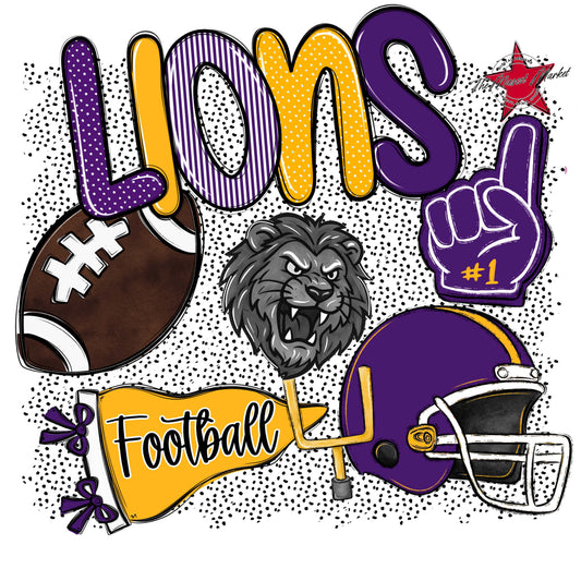 Lions Football Spirit-Purple & Yellow