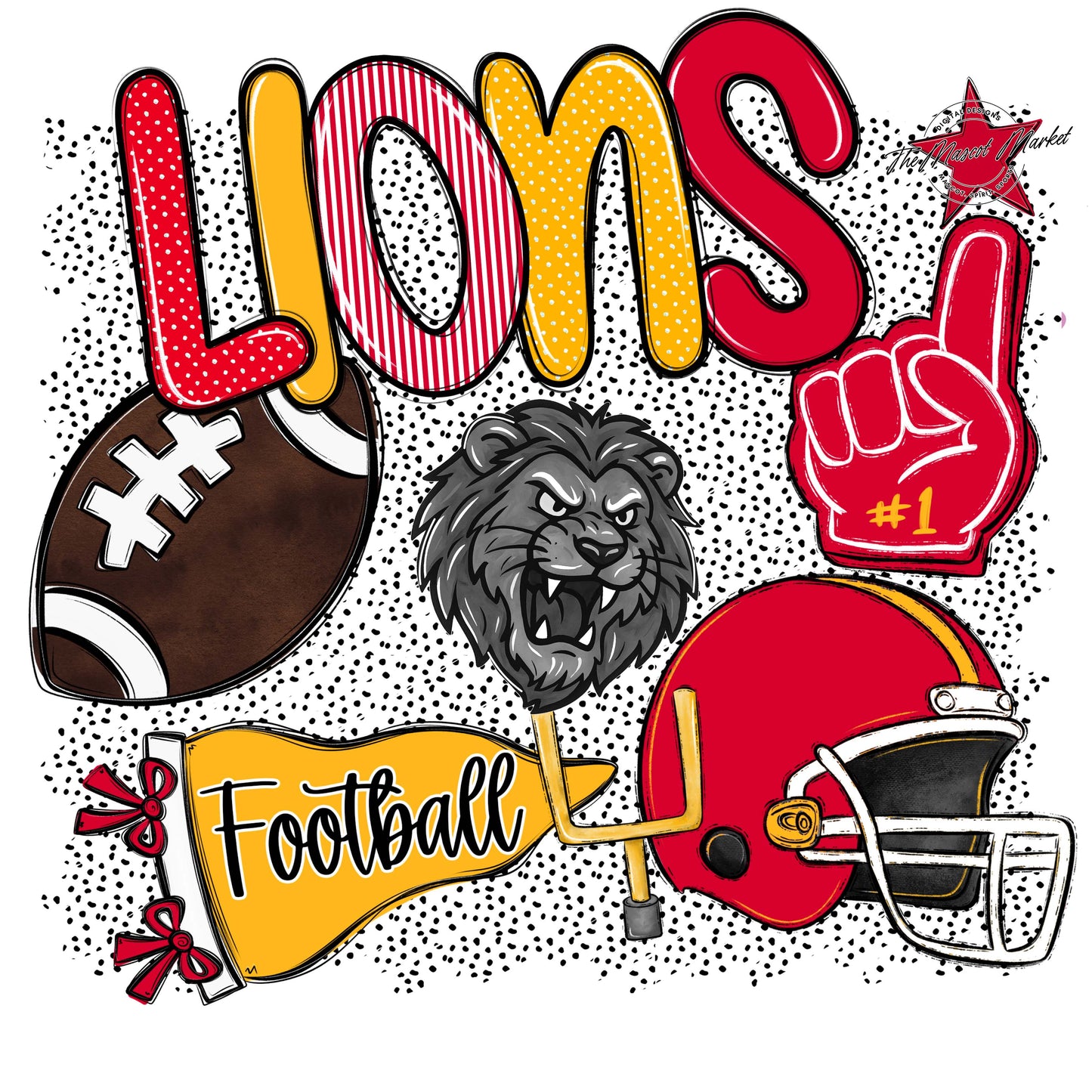 Lions Football Spirit-Red & Yellow