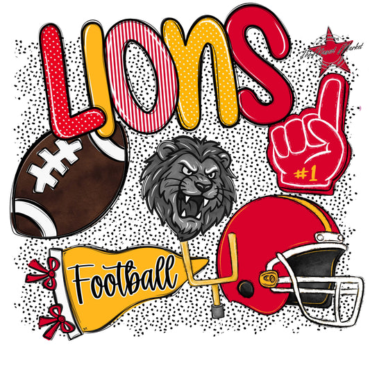 Lions Football Spirit-Red & Yellow