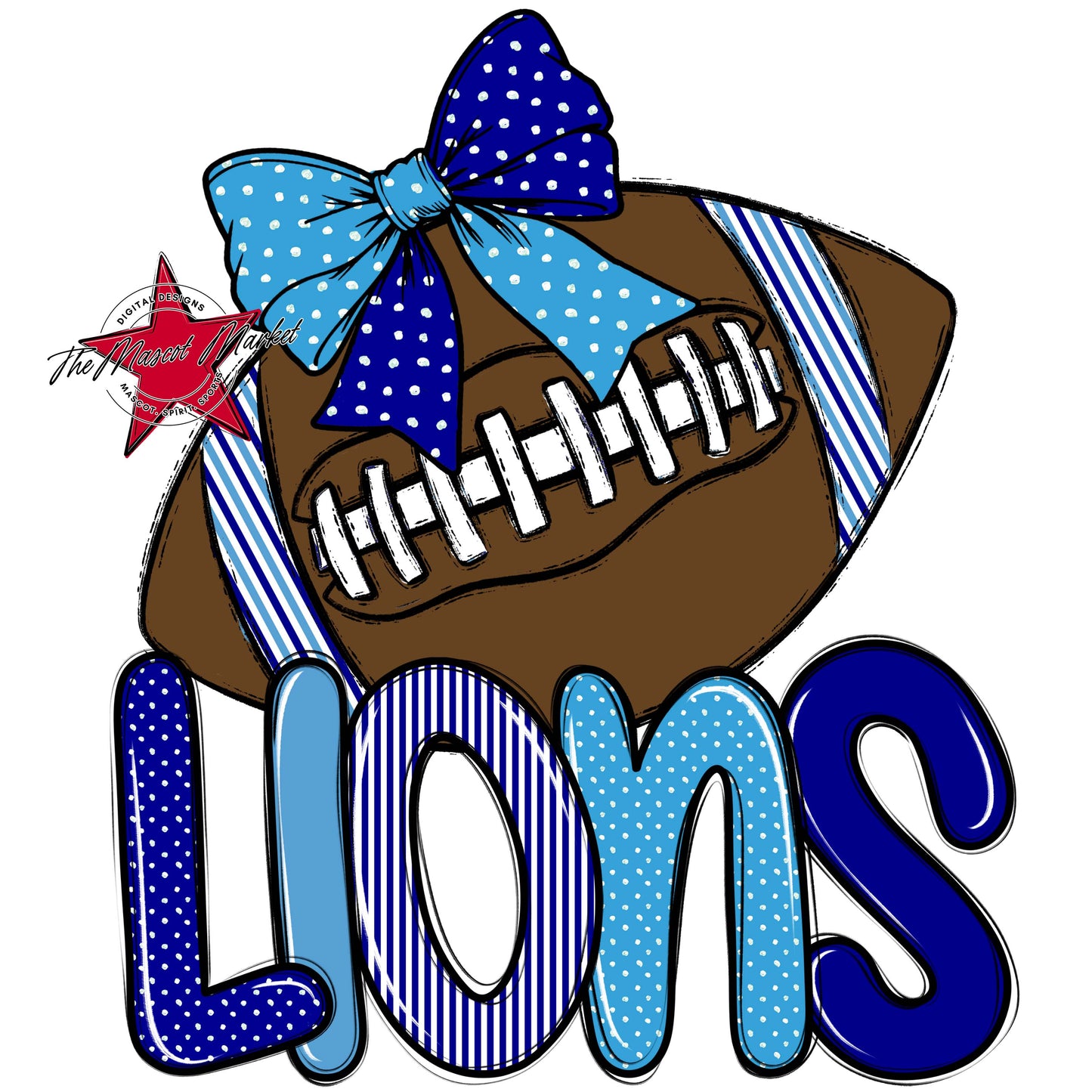 Lions Football Spirit Design-Blue & Carolina Blue