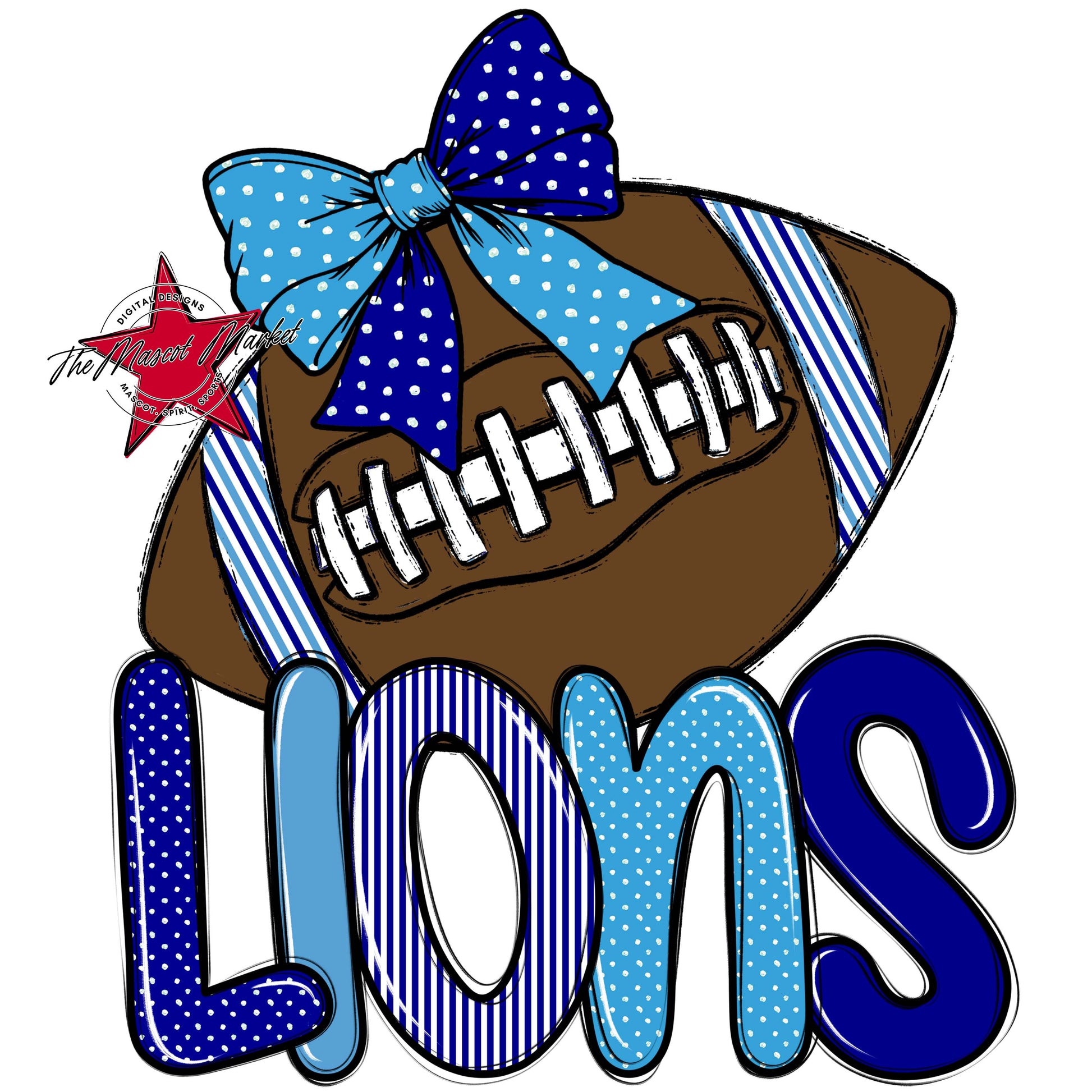 Lions Football Spirit Design-Blue & Carolina Blue