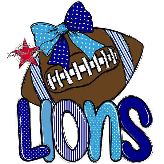 Lions Football Spirit Design-Blue & Carolina Blue