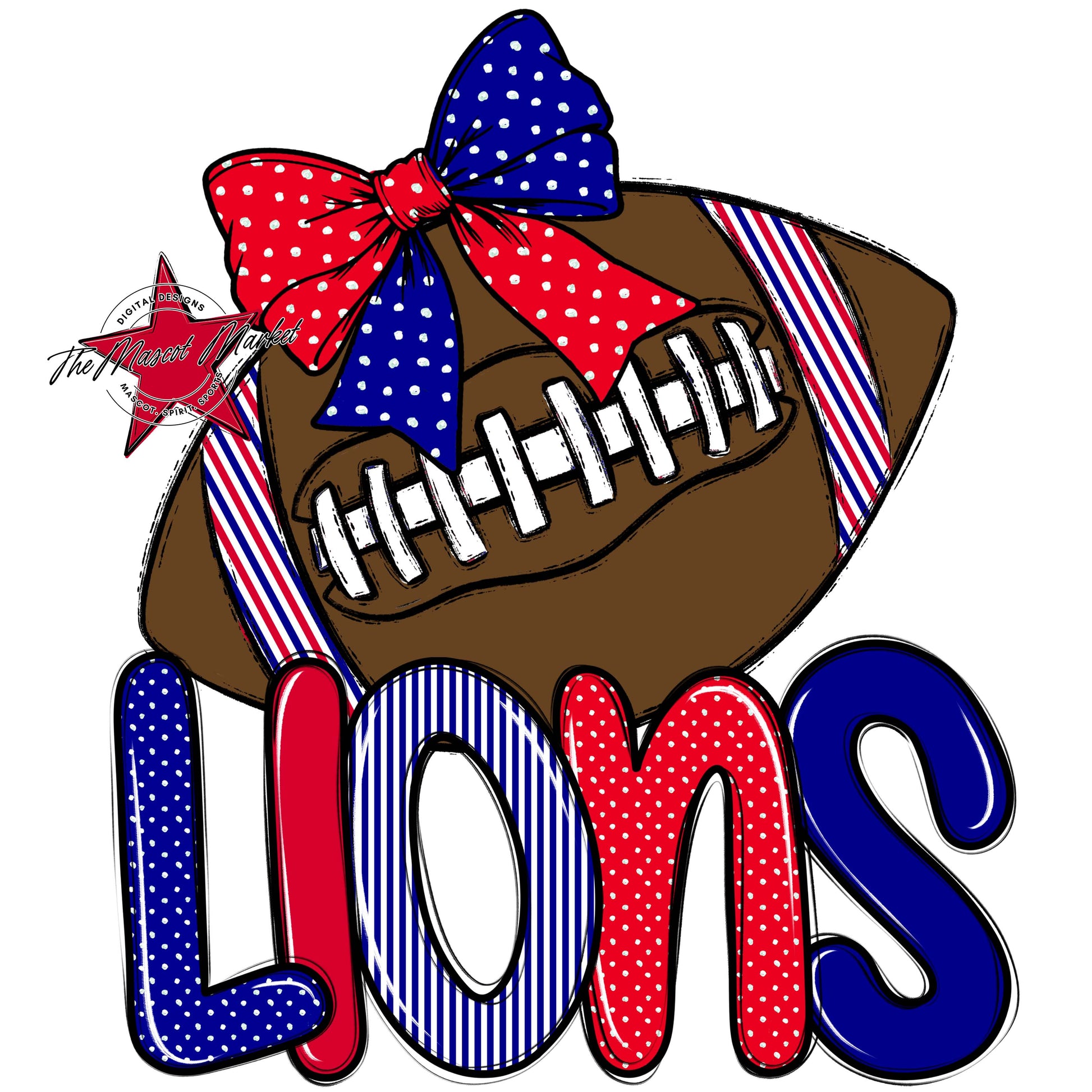 Lions Football Spirit Design-Blue & Red