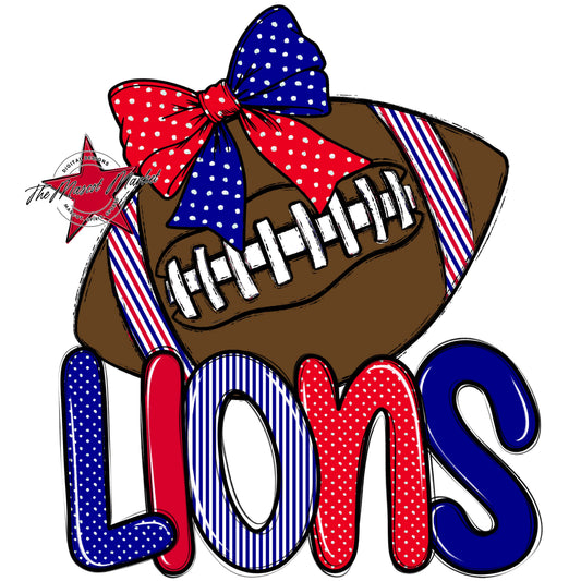 Lions Football Spirit Design-Blue & Red