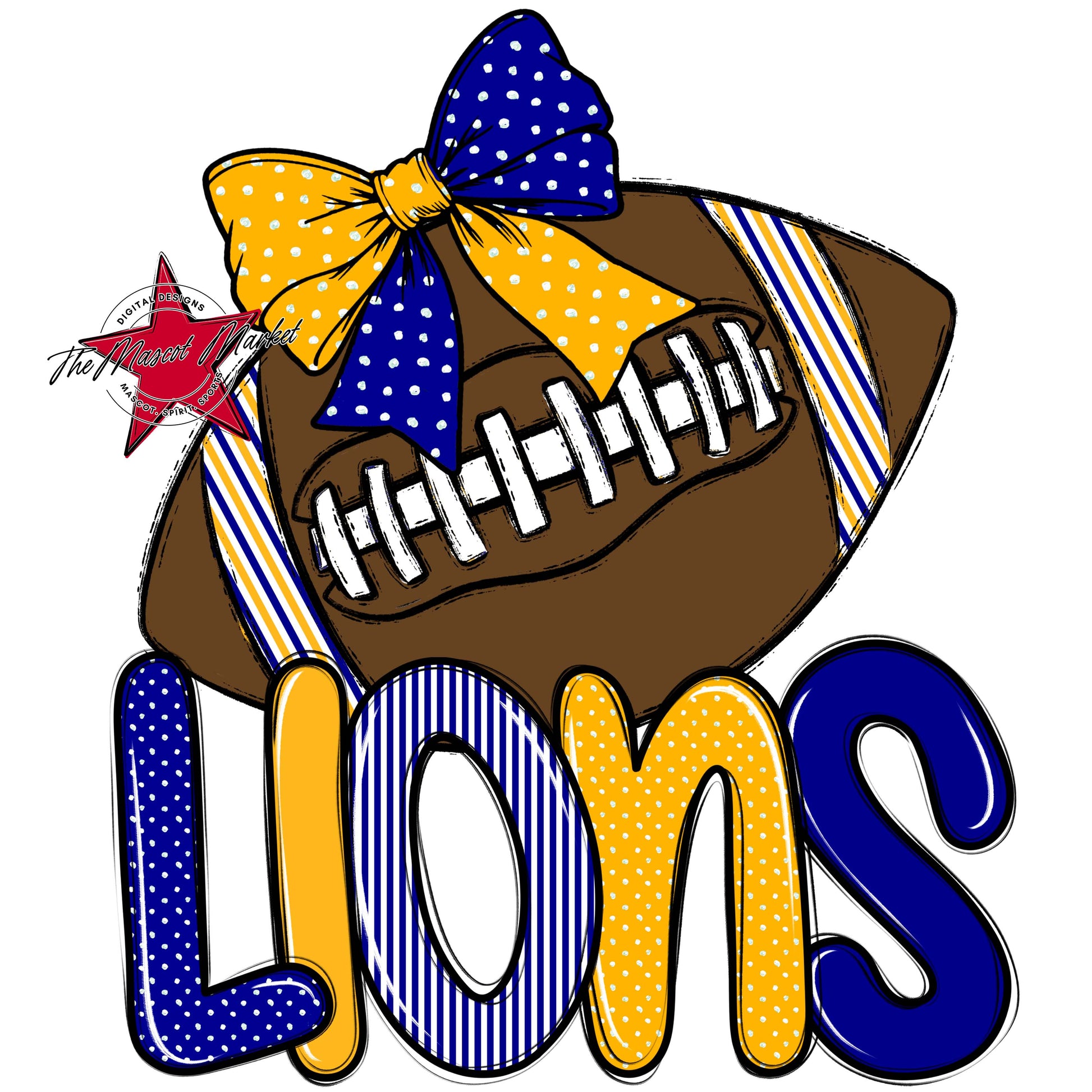 Lions Football Spirit Design-Blue & Yellow
