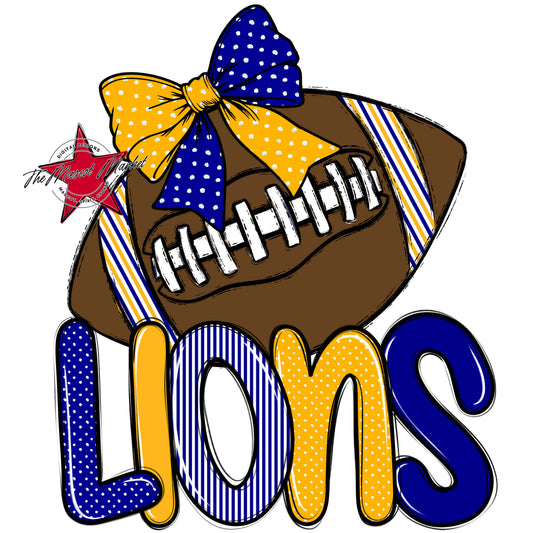 Lions Football Spirit Design-Blue & Yellow