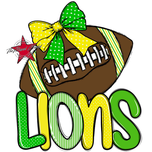 Lions Football Spirit Design-Bright Green & Bright Yellow