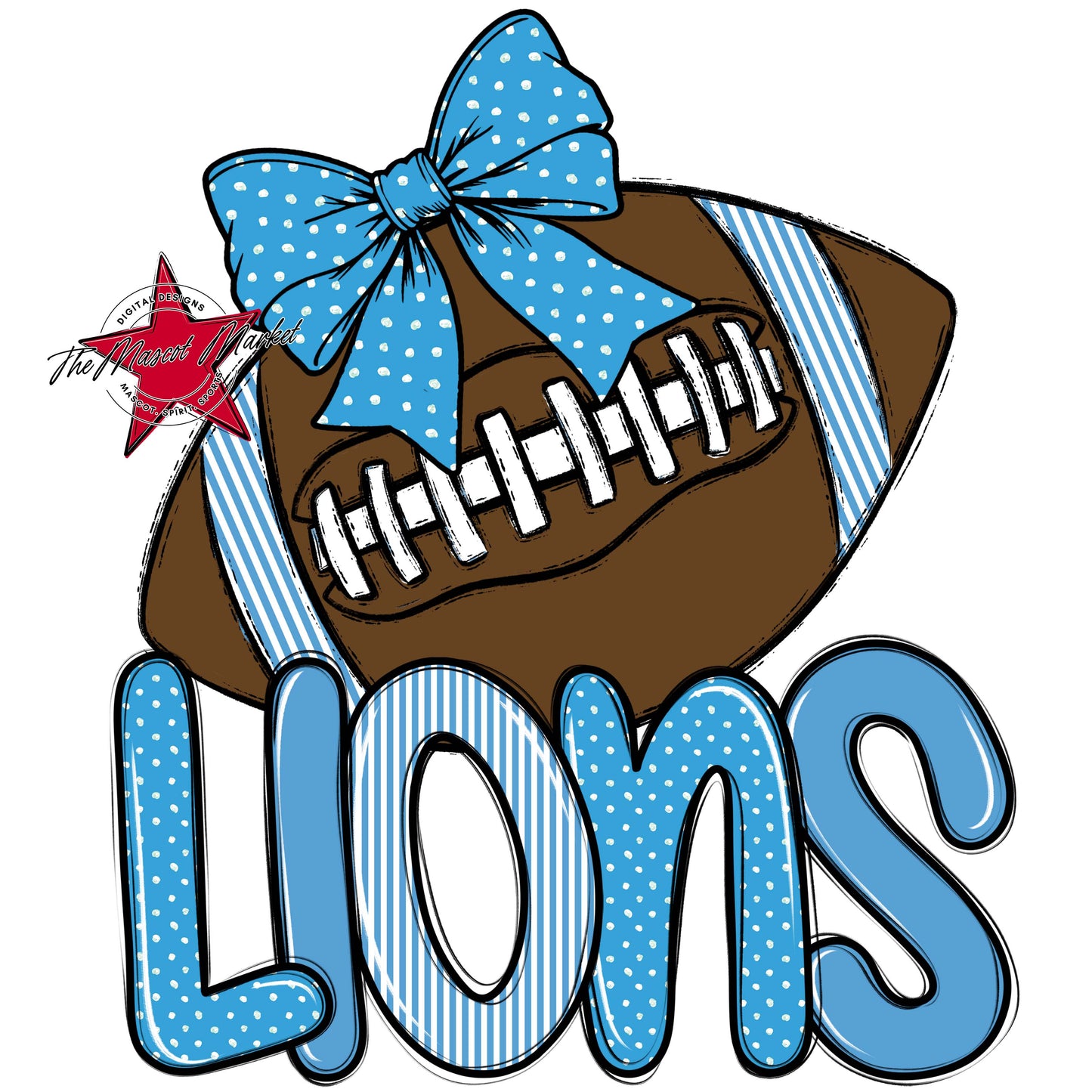 Lions Football Spirit Design-Carolina Blue