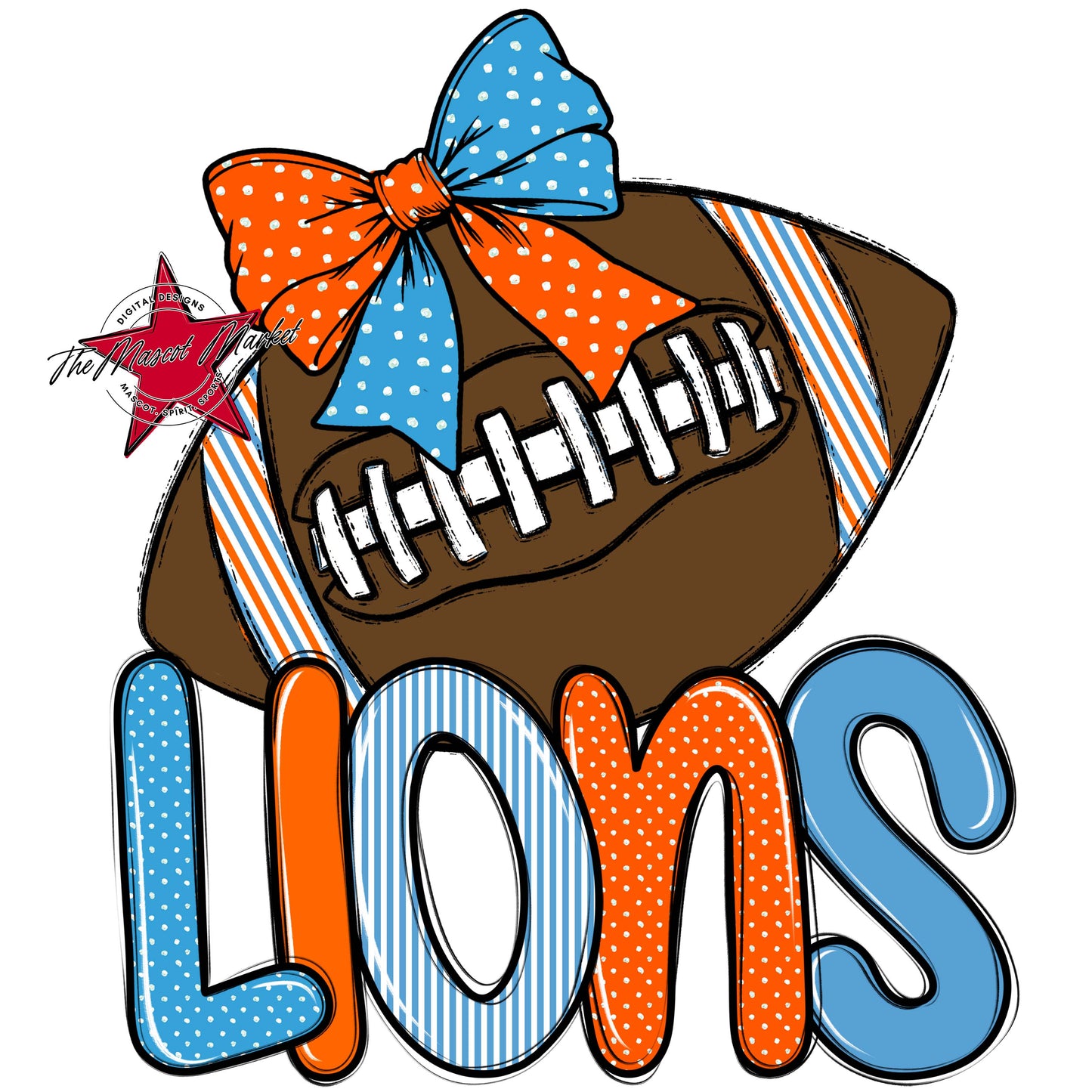 Lions Football Spirit Design-Carolina Blue & Orange