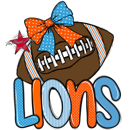 Lions Football Spirit Design-Carolina Blue & Orange