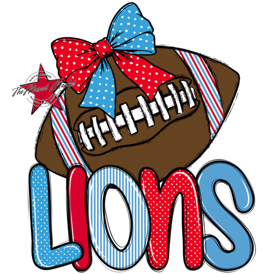 Lions Football Spirit Design-Carolina Blue & Red