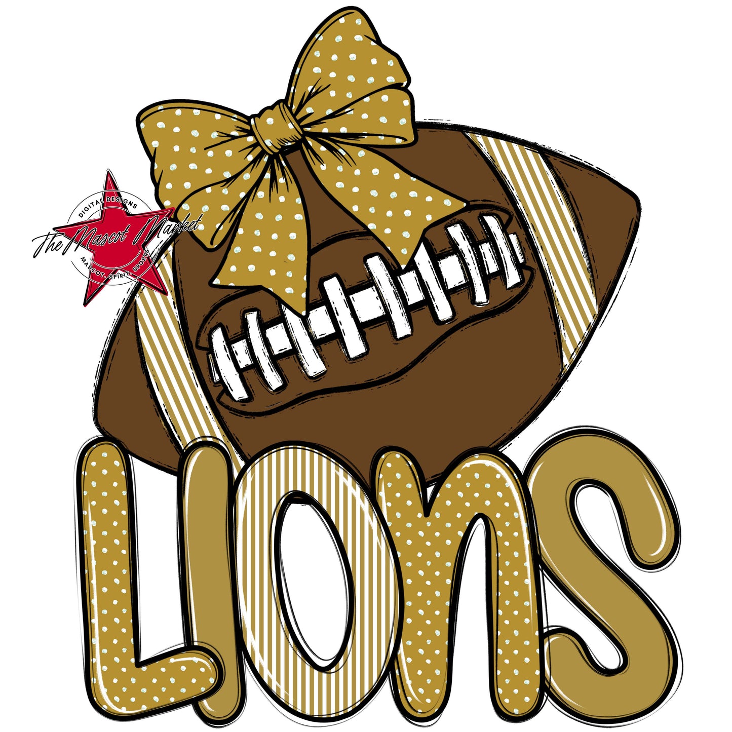 Lions Football Spirit Design-Gold