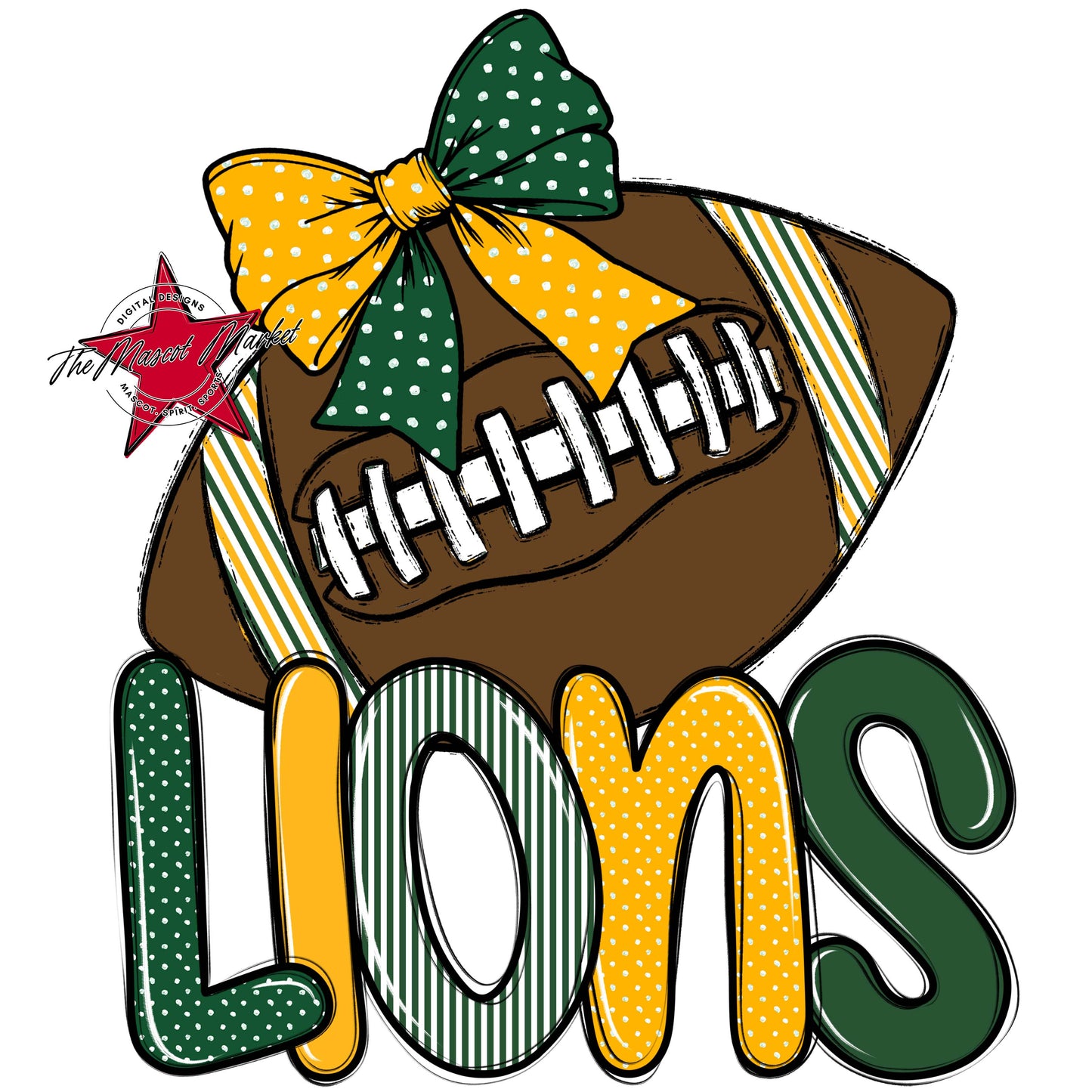 Lions Football Spirit Design-Green & Yellow