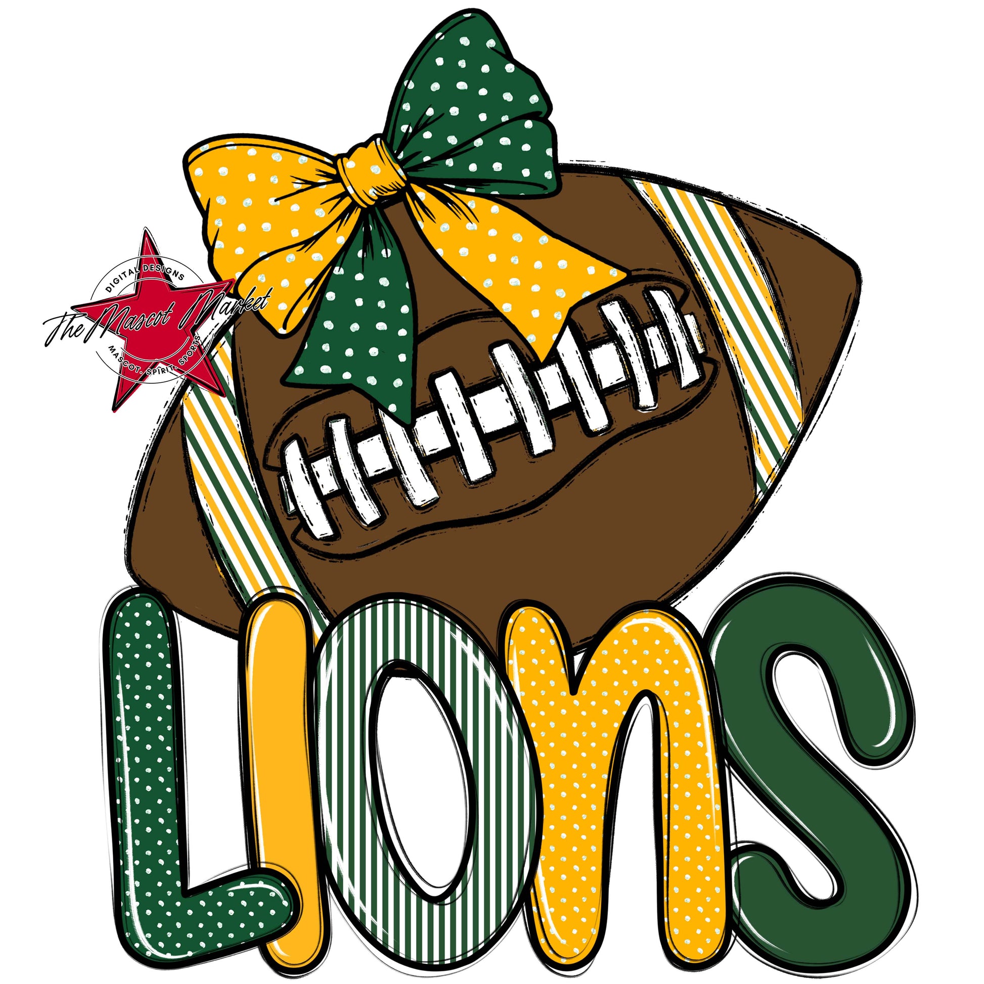 Lions Football Spirit Design-Green & Yellow