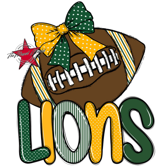 Lions Football Spirit Design-Green & Yellow