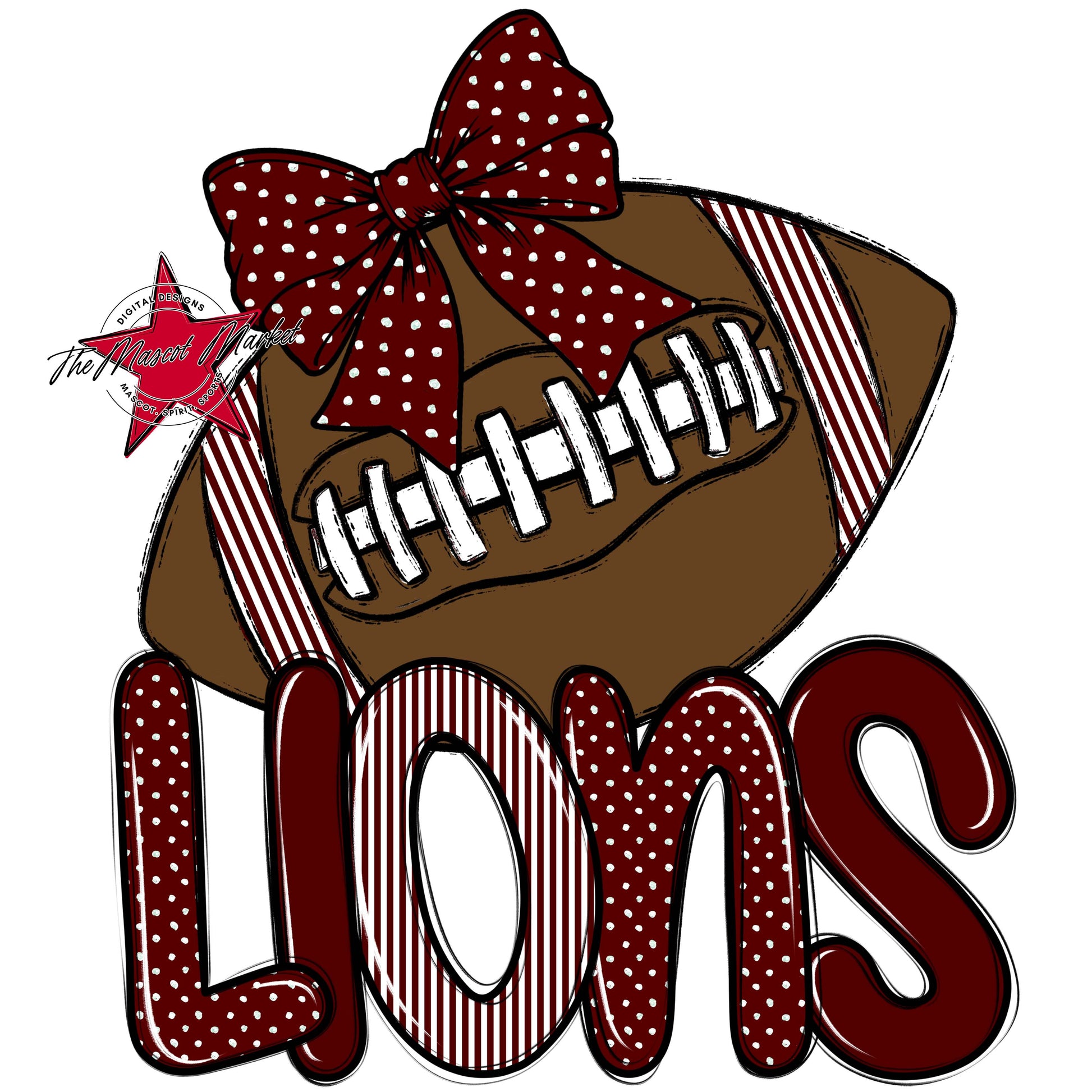 Lions Football Spirit Design-Maroon