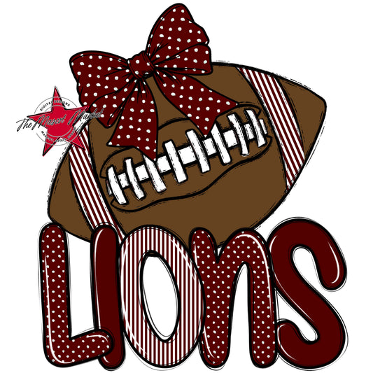 Lions Football Spirit Design-Maroon