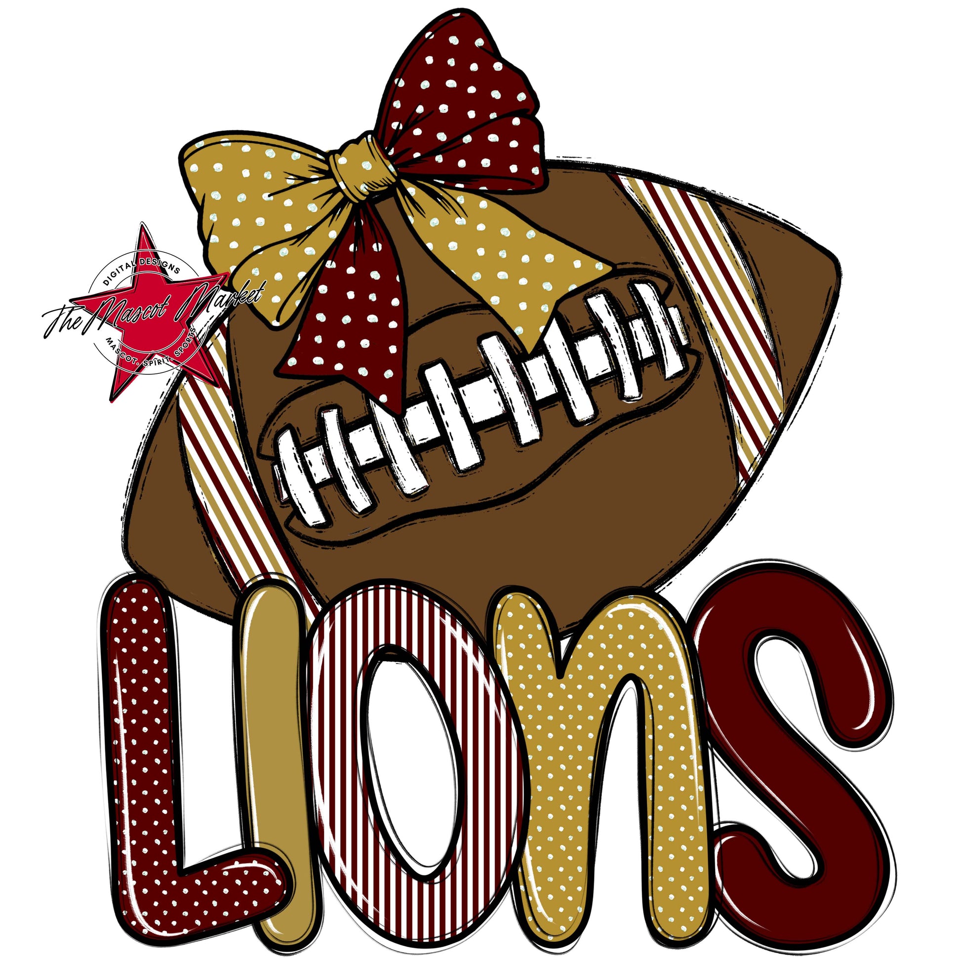 Lions Football Spirit Design-Maroon & Gold