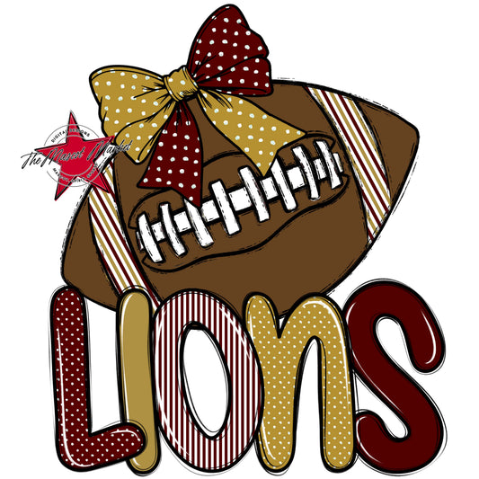 Lions Football Spirit Design-Maroon & Gold