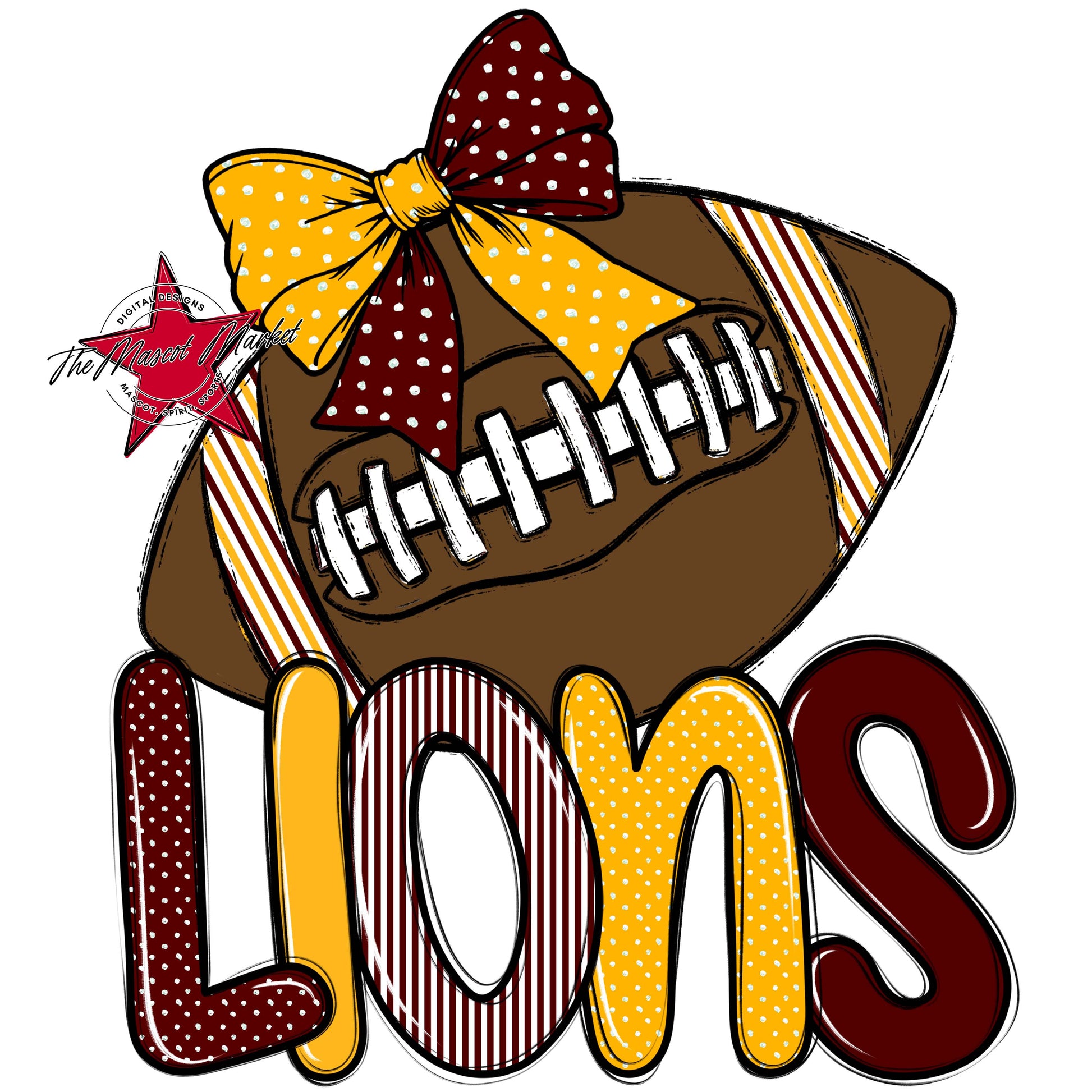 Lions Football Spirit Design-Maroon & Yellow