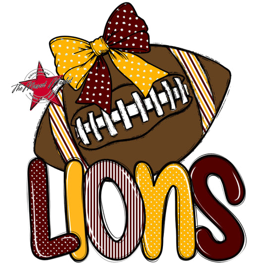 Lions Football Spirit Design-Maroon & Yellow