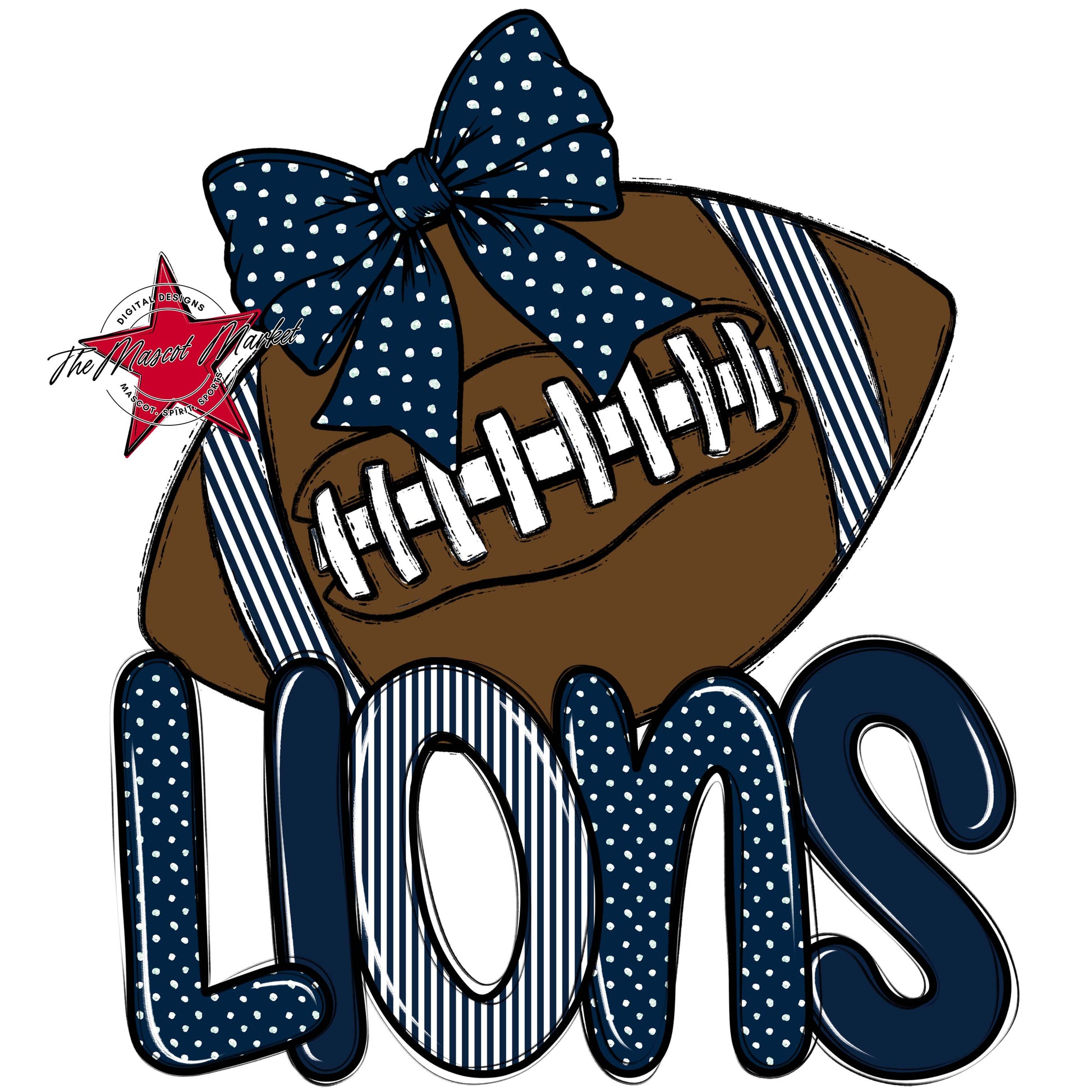 Lions Football Spirit Design-Navy