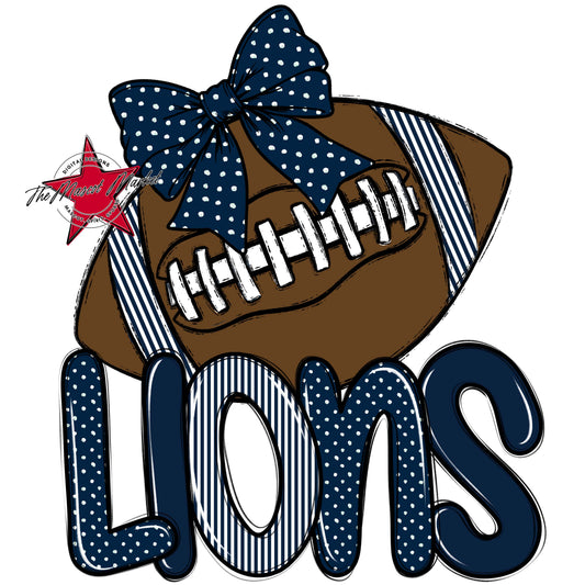 Lions Football Spirit Design-Navy