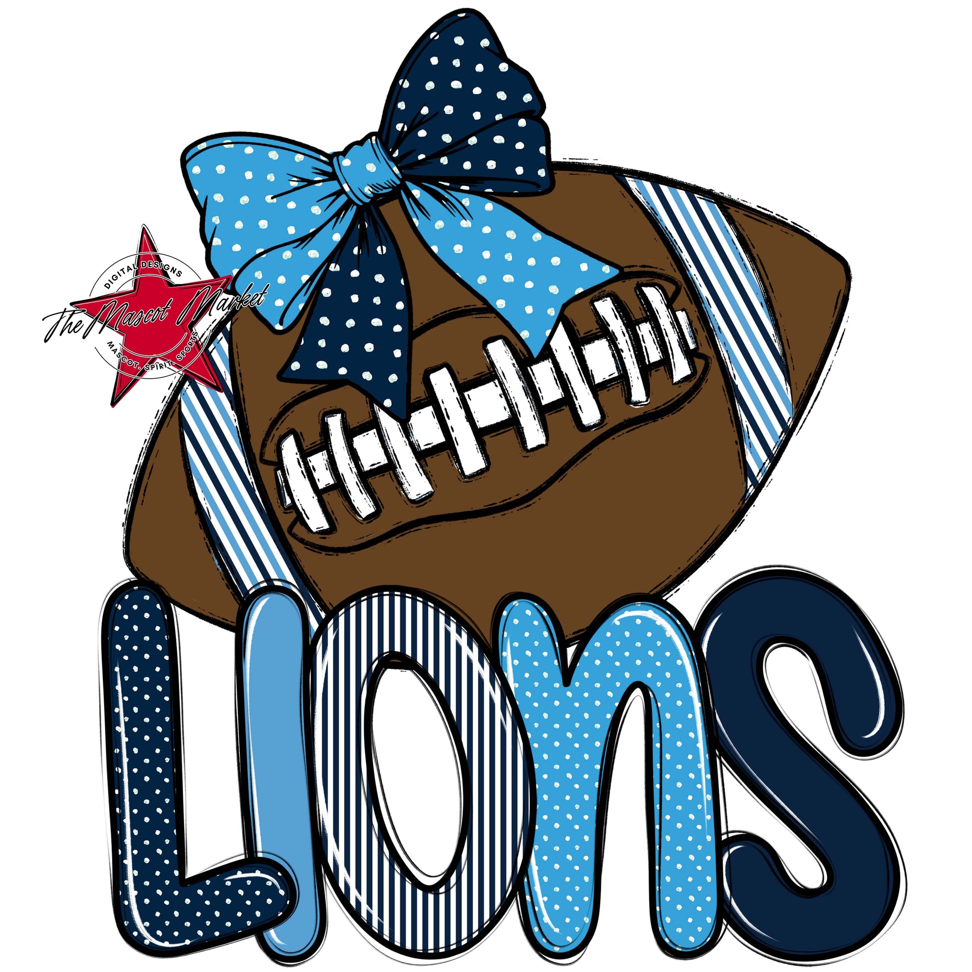 Lions Football Spirit Design-Navy & Carolina Blue