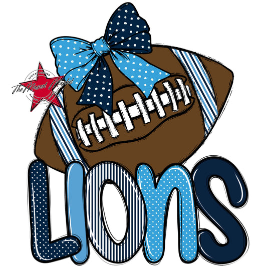 Lions Football Spirit Design-Navy & Carolina Blue