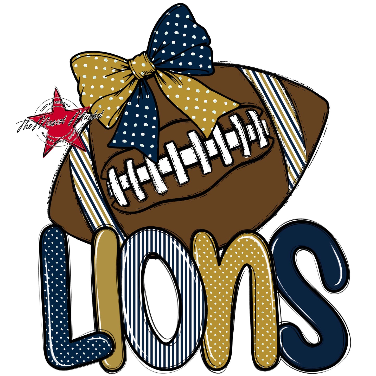 Lions Football Spirit Design-Navy & Gold