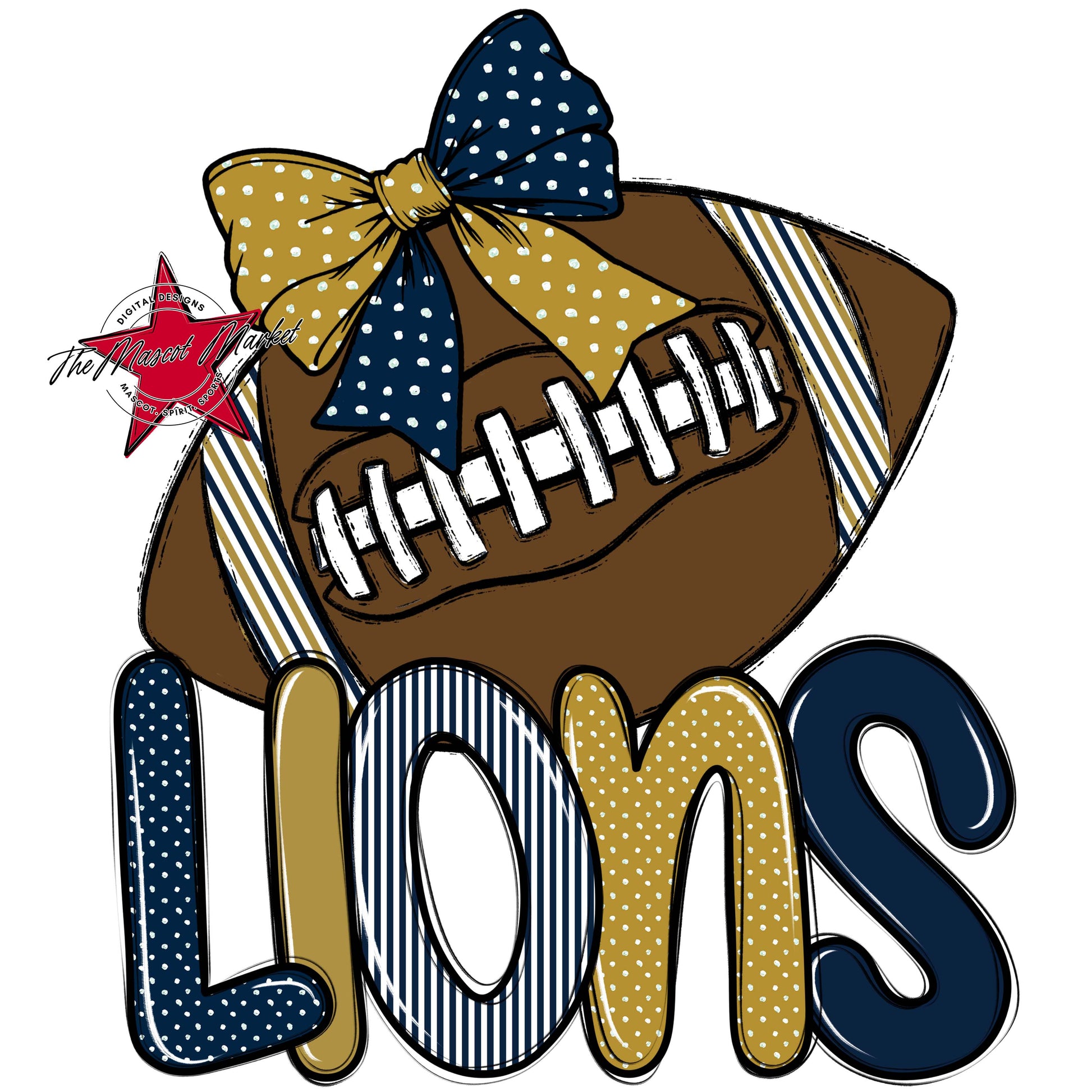 Lions Football Spirit Design-Navy & Gold