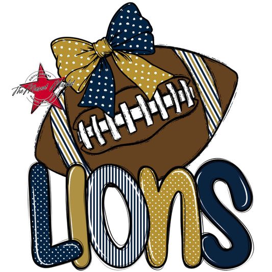 Lions Football Spirit Design-Navy & Gold