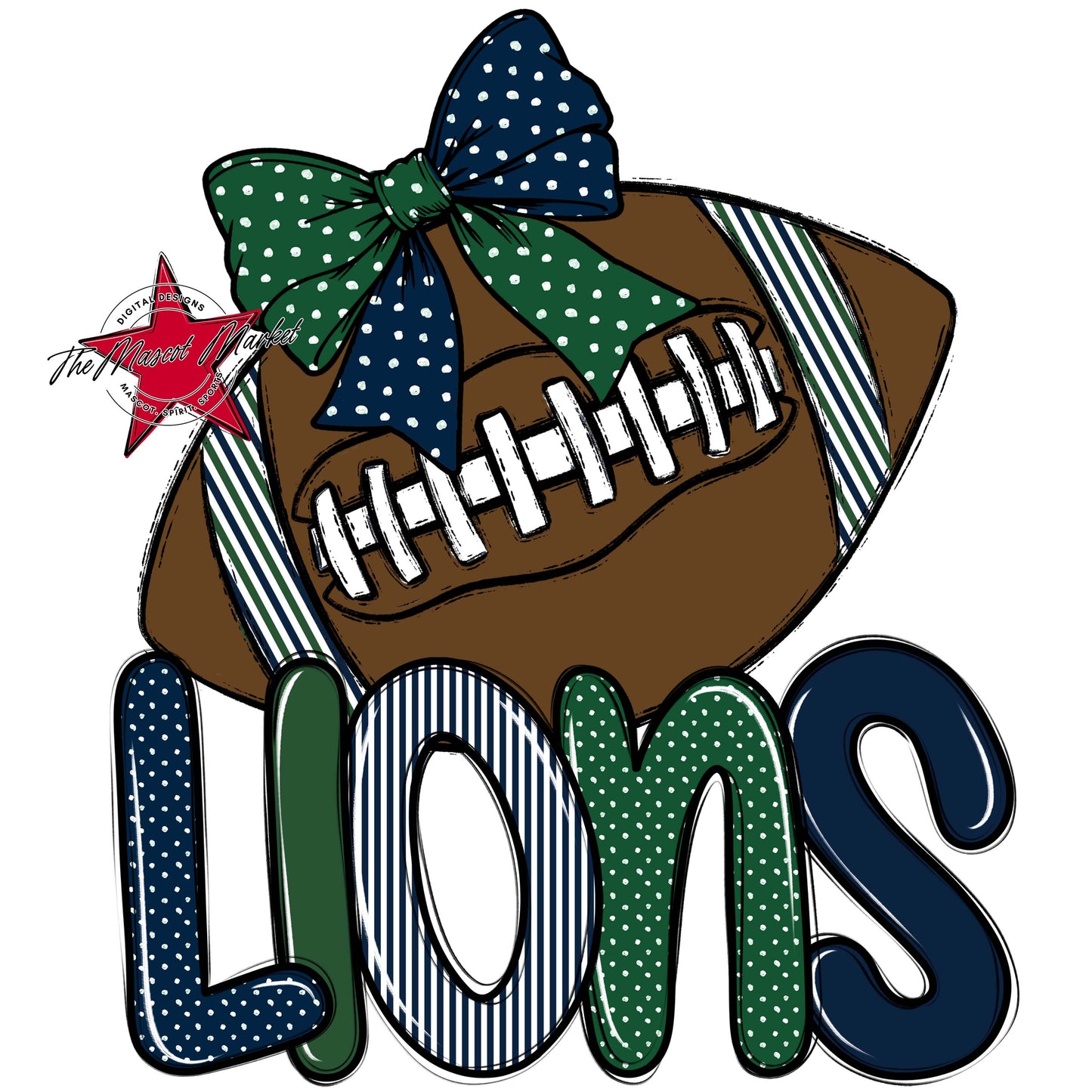 Lions Football Spirit Design-Navy & Green