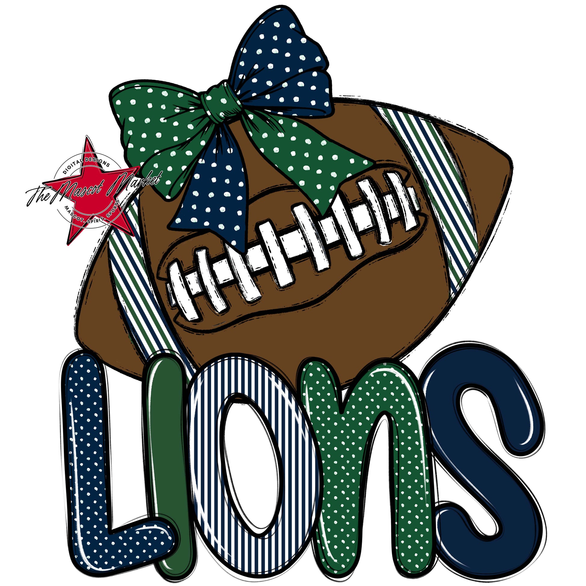 Lions Football Spirit Design-Navy & Green