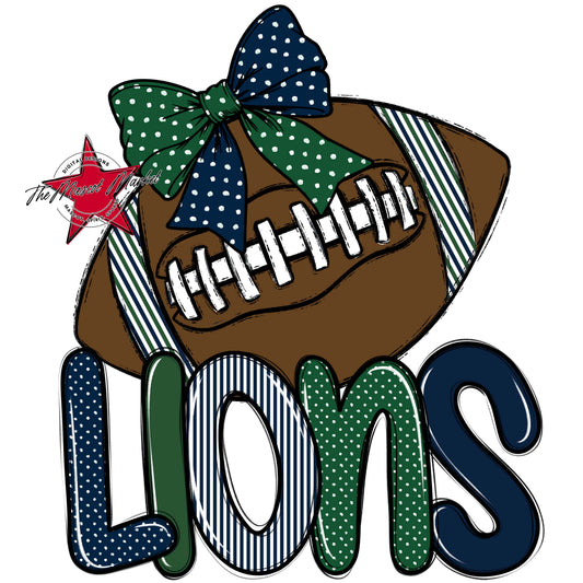 Lions Football Spirit Design-Navy & Green