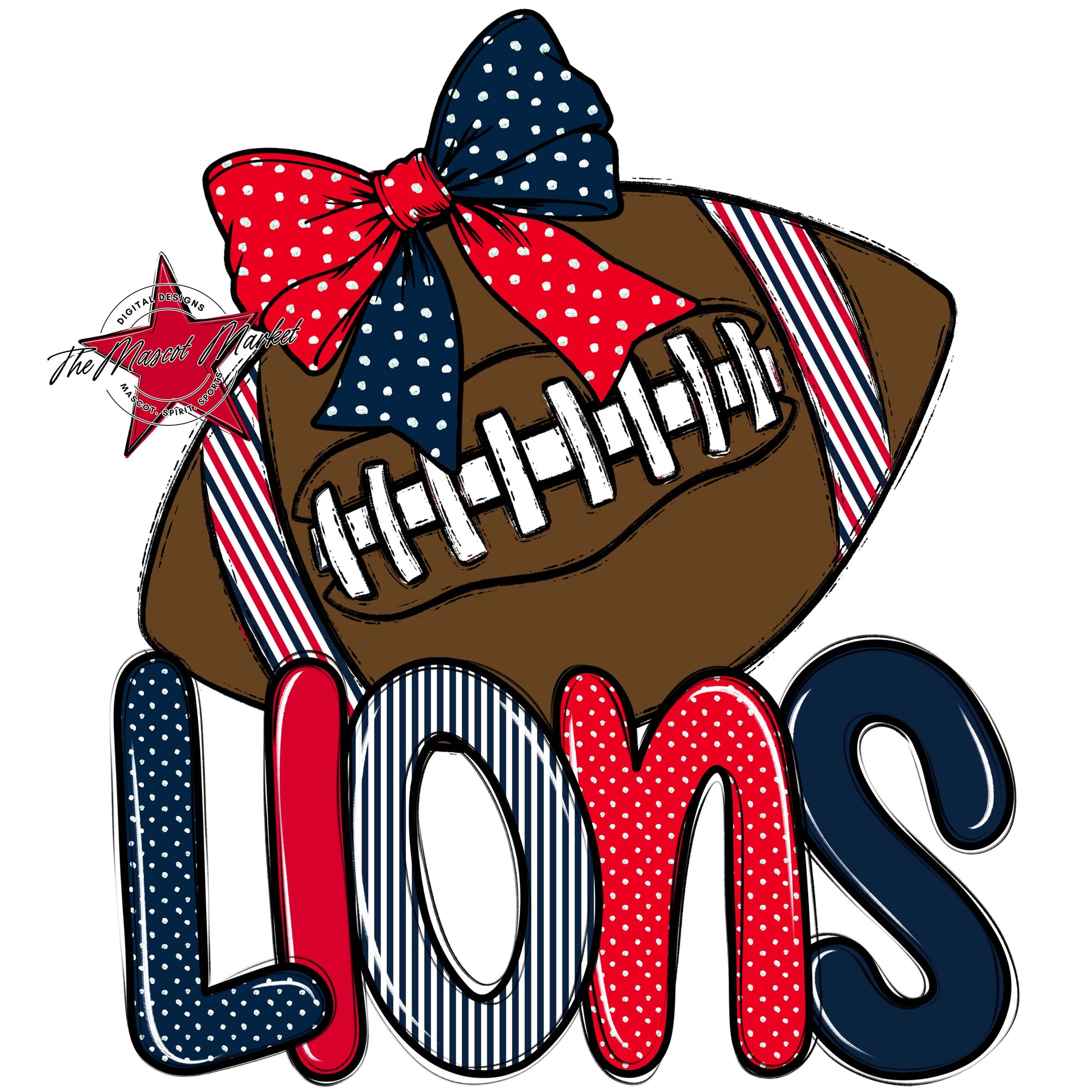 Lions Football Spirit Design-Navy & Red