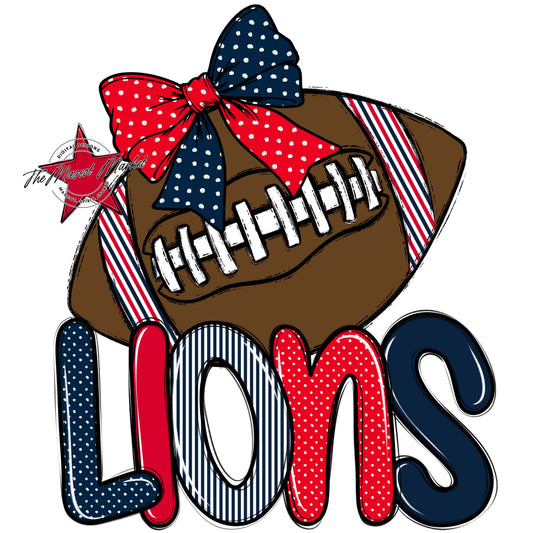 Lions Football Spirit Design-Navy & Red