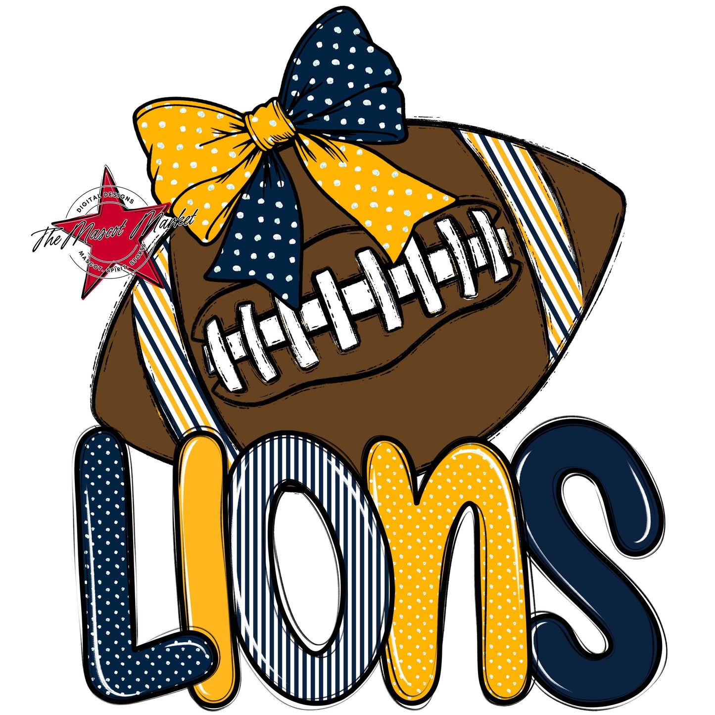 Lions Football Spirit Design-Navy & Yellow