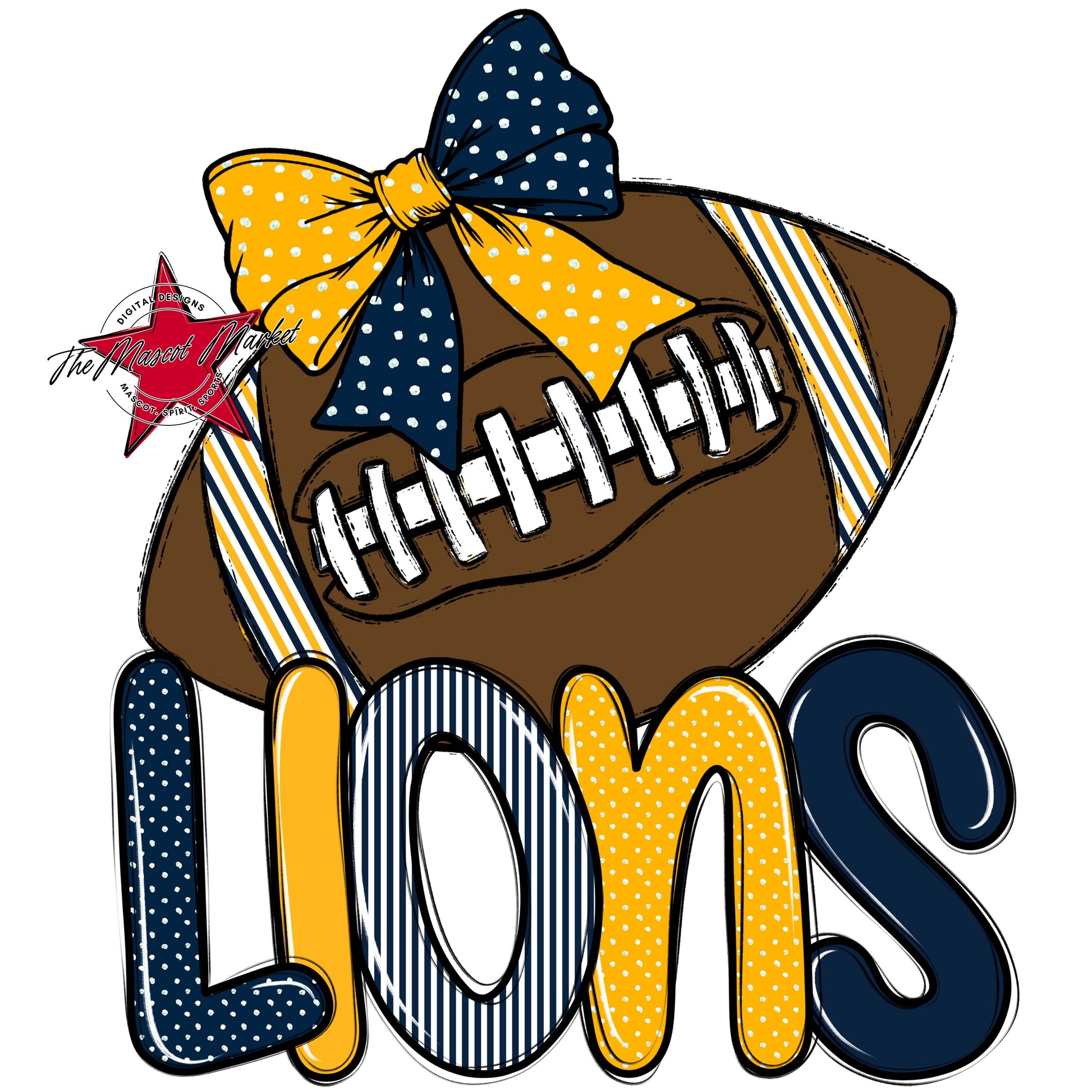 Lions Football Spirit Design-Navy & Yellow
