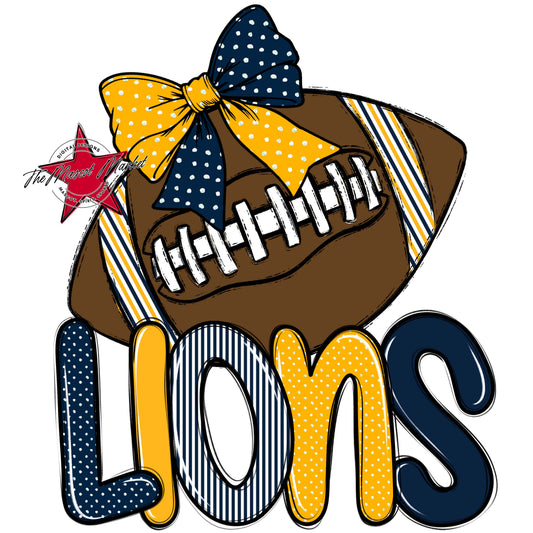 Lions Football Spirit Design-Navy & Yellow